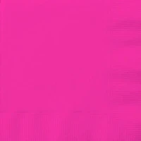 Neon Pink Solid Lunch Napkins, 65ct, Measures 6.5inch x 6.5 inch folded, 2 ply