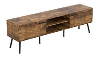 Safdie & Co. TV Stand Media Entertainment Unit 71in L Brown Reclaimed Wood with 2 Closed Doors and 2 Shelves for Living Room