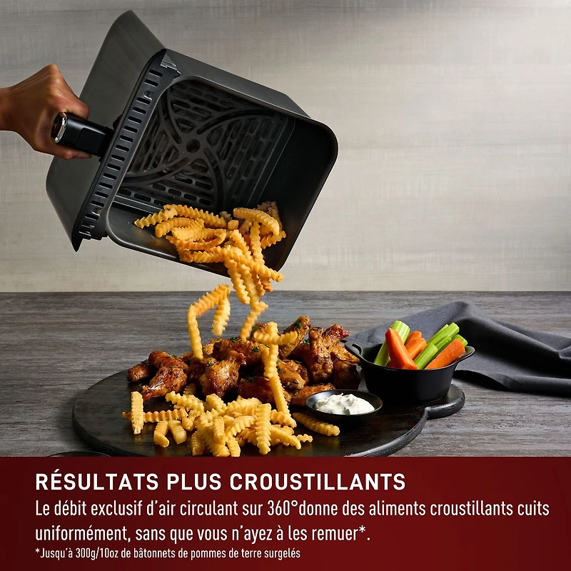 Friteuse à air T-fal à Infrarouge, Technologie Infra-Heat™, 7-en-1, 6L/ 6.3 Pintes, Sans Préchauffage, Plus Rapide, Plus Croustillants, Aliments Plus Juteux, Graphite