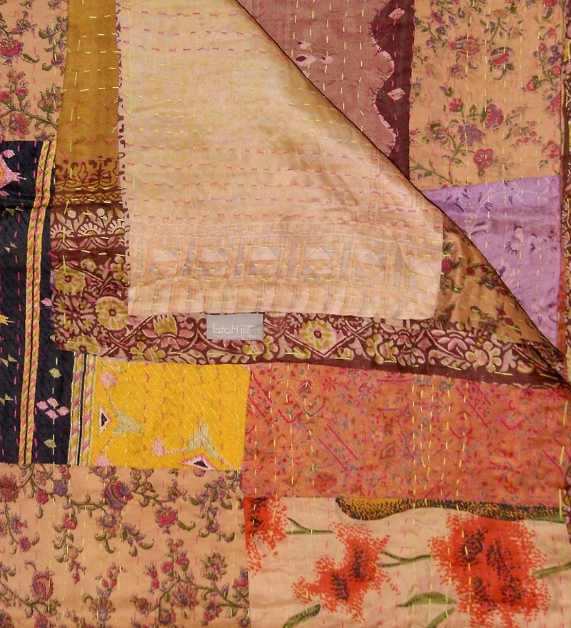 KANTHA SILK THROW BLANKET 50"X70