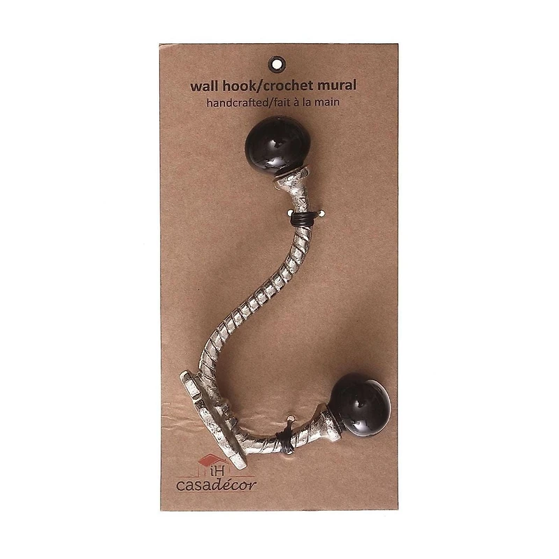 Crochet De Torsion En Fer Avec Bouton Noir En Céramique (Nickel) - Ensemble De 4