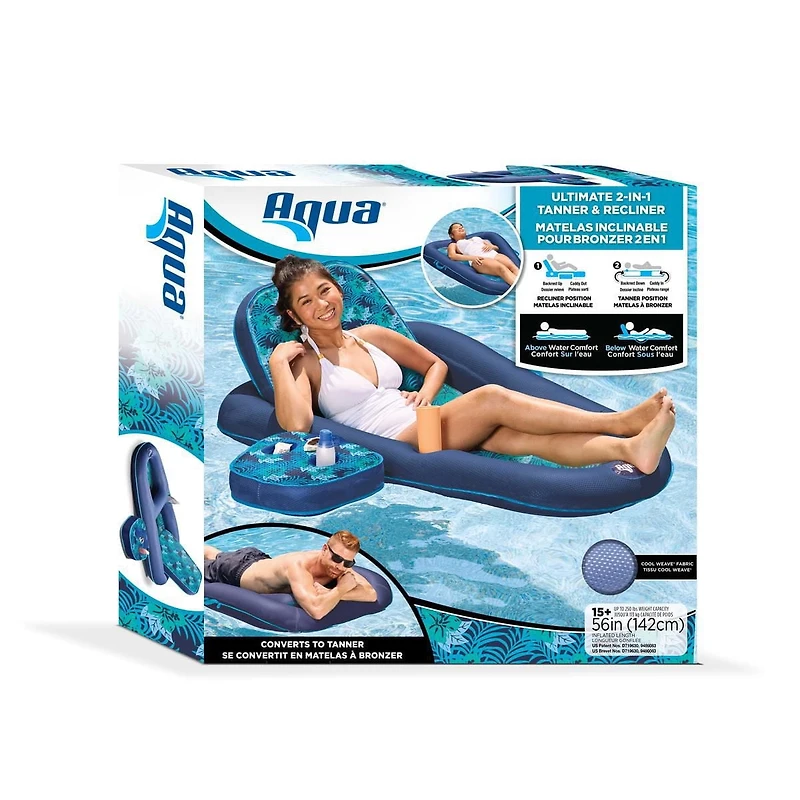 Aqua 2-in-1 Tanner and Recliner Pool, Beach and Lake Lounge