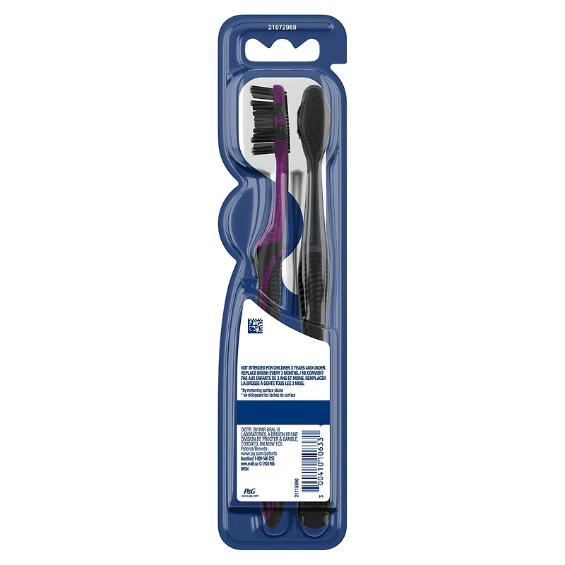 Brosses à dents au charbon Oral-B Thérapie blanchissante, souple 2 unités