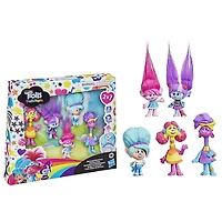 DreamWorks TrollsTopia Harmony Friends Pack, 5 Trolls Toys with Poppy, Val, R&B, Holly Darlin' Surprise Hair Figure, Kids 4 and Up