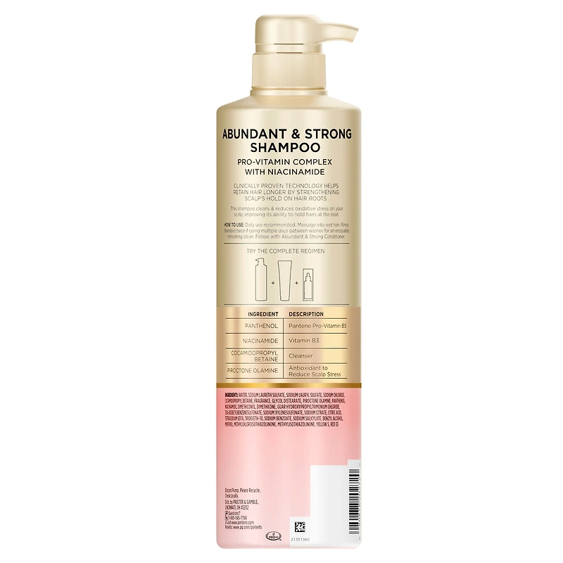 Pantene Abundant & Strong Shampoo with Pro-Vitamin B5 Complex and Niacinamide