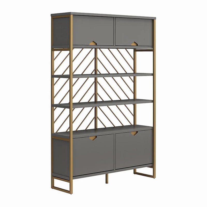 CosmoLiving by Cosmopolitan Brielle Shoe Storage Bookcase & Room Divider, Graphite Gray