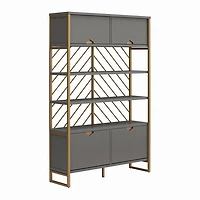 CosmoLiving by Cosmopolitan Brielle Shoe Storage Bookcase & Room Divider, Graphite Gray