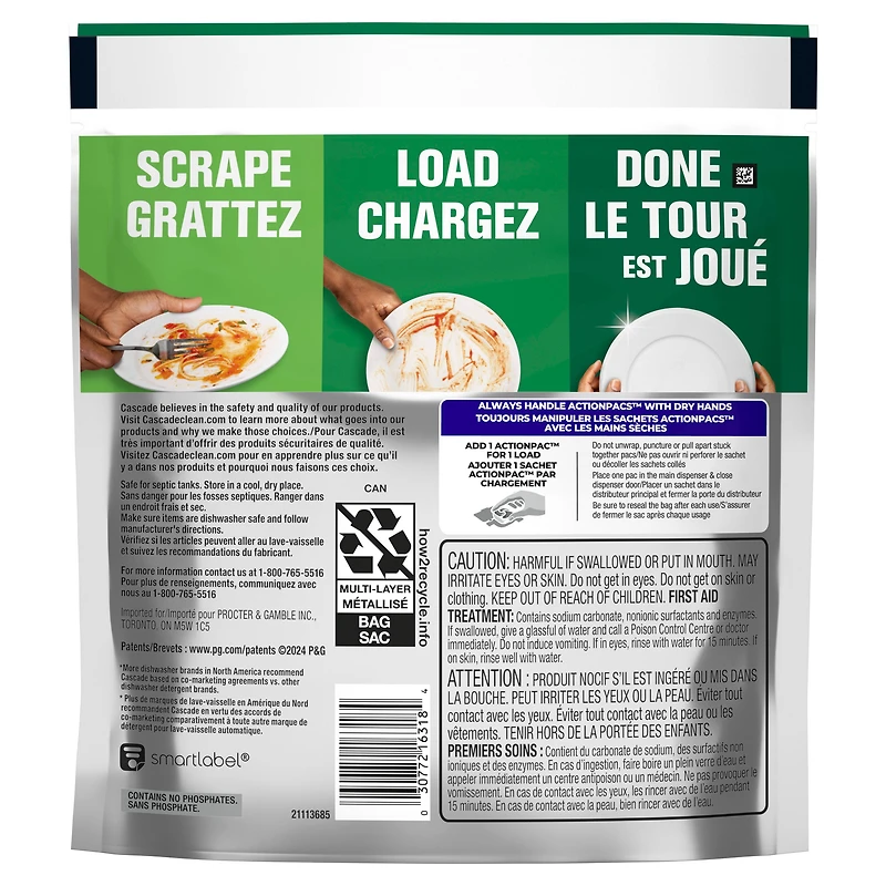 Capsules pour lave-vaisselle Cascade Platinum, détergent pour lave-vaisselle, savon détergent pour vaisselle, parfum Frais 13CT