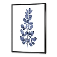 Designart Navy Blue Eucalyptus II FLOAT FRAME WALL ART