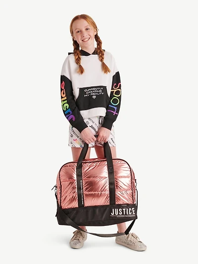 Justice Color Blocked Duffel Bouffante en nylon brillant