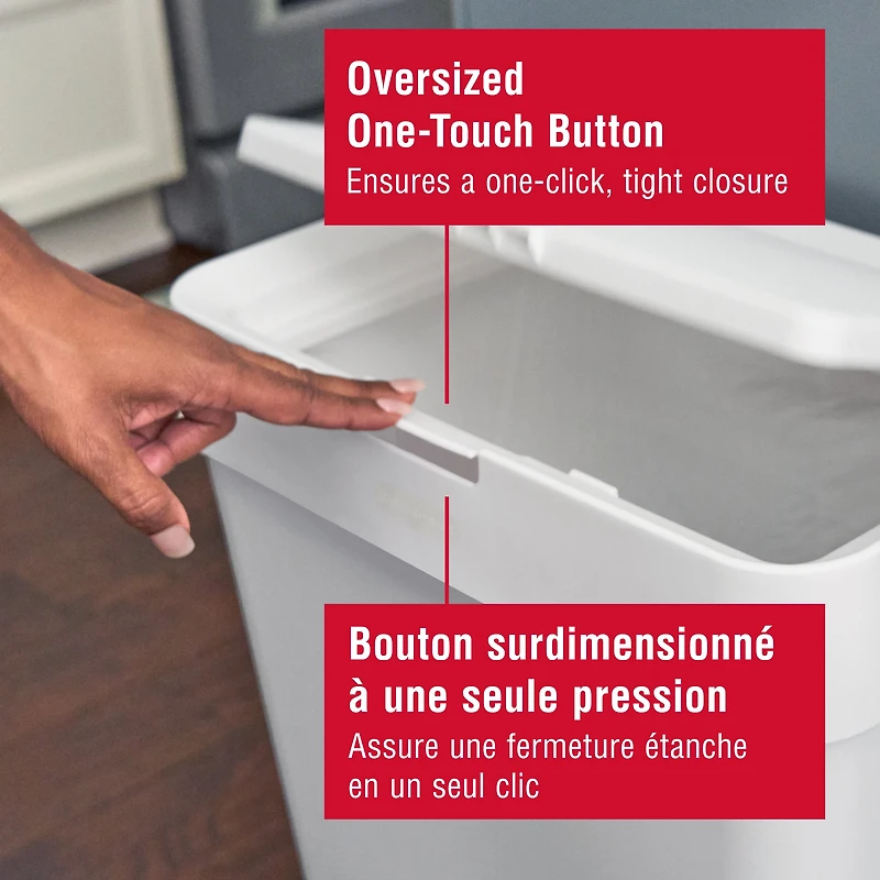 Poubelle de cuisine Rubbermaid de 46 litres à couvercle tactile, conteneur blanc 12,2 gallons