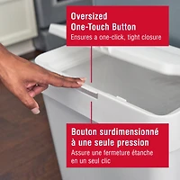 Poubelle de cuisine Rubbermaid de 46 litres à couvercle tactile, conteneur blanc 12,2 gallons
