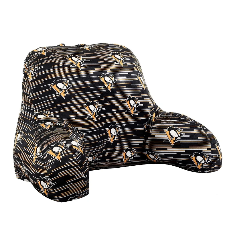 NHL Pittsburgh Penguins Bedrest Pillow with Arms and Pockets by Nemcor (26”x16”)