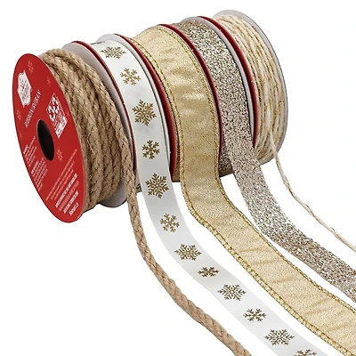 Holiday Time Nature Metallic Tower Ribbon 45Feet