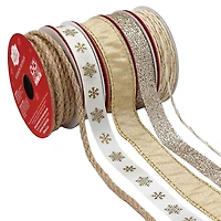 Holiday Time Nature Metallic Tower Ribbon 45Feet
