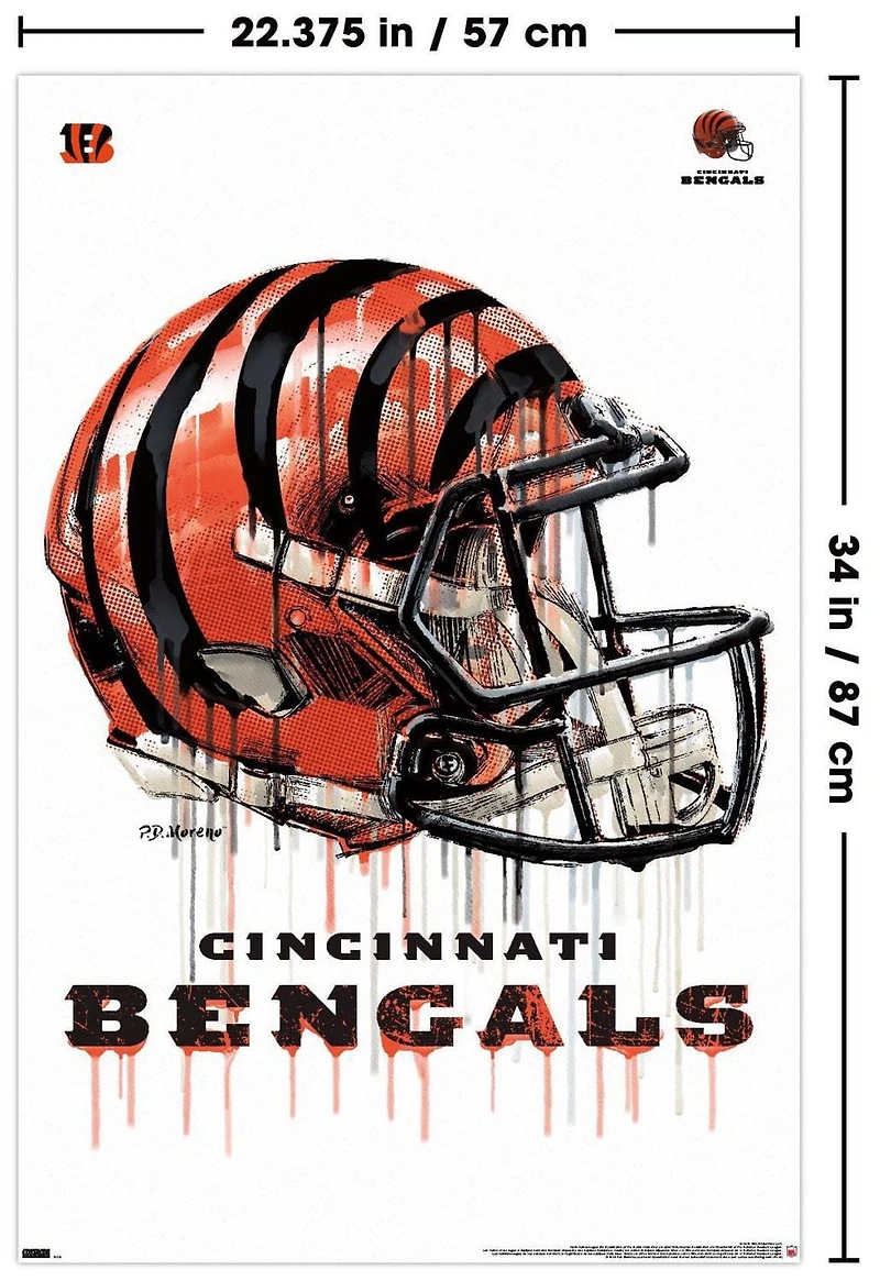 NFL Cincinnati Bengals - Drip Helmet 20 Wall Poster, 22.375" x 34"