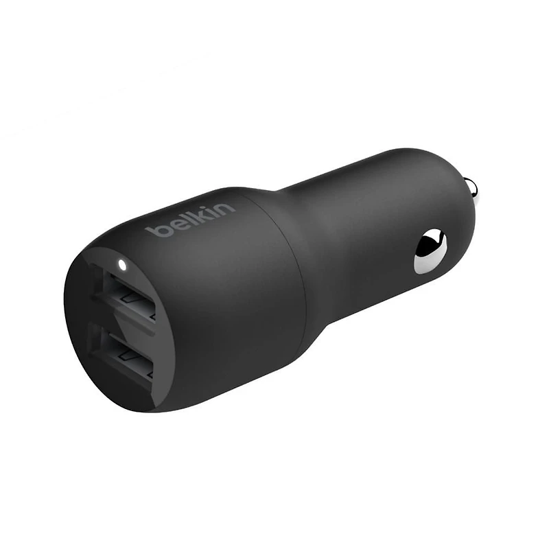 Belkin 24 Watt Dual USB Car Charger - 2 12W USB A Ports with Fast Charging for Apple iPhone 14, 14 Pro, 14 Pro Max, iPhone 13, 13 Pro, 13 Pro Max, Samsung Galaxy, AirPods & More - USB-C Charger, 24W Car Charger
