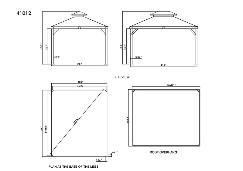 Yosemite 10x12 Double Steel Roof Gazebo Aluminum Posts