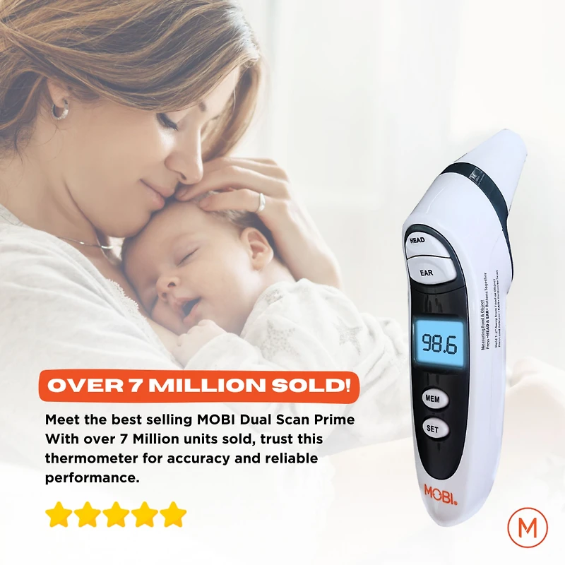 Thermomètre Prime pour oreille et front DualScan de MOBI Lecture double température !