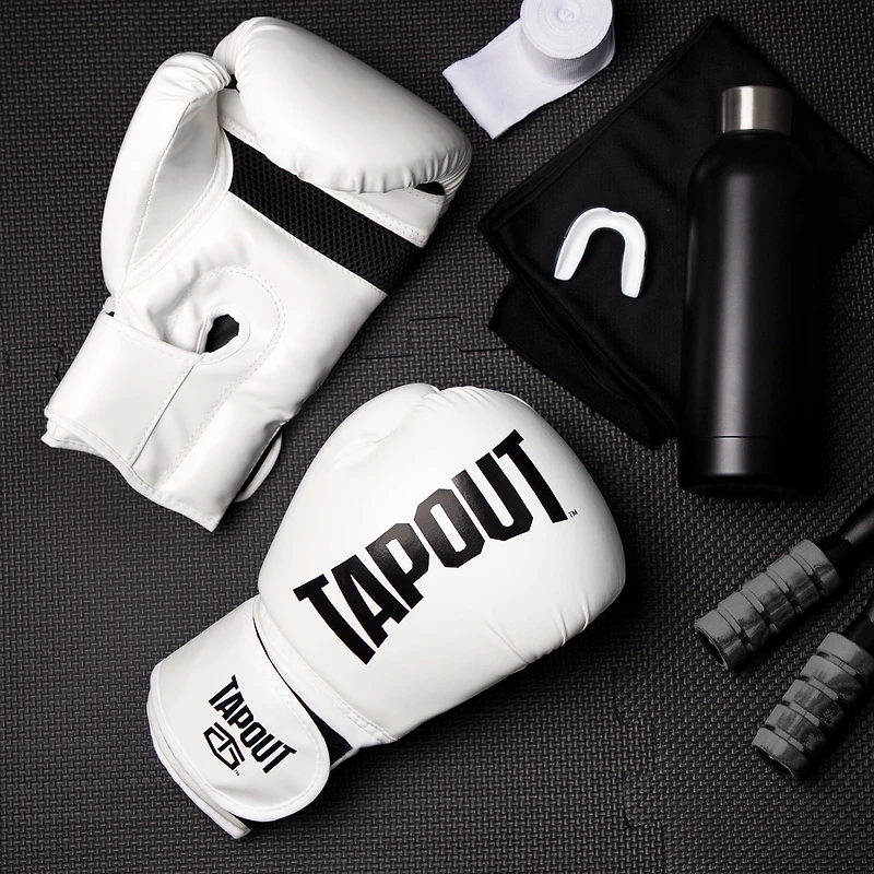 Gants de boxe Tapout 10 oz avec fermeture Velcro réglable - Blanc