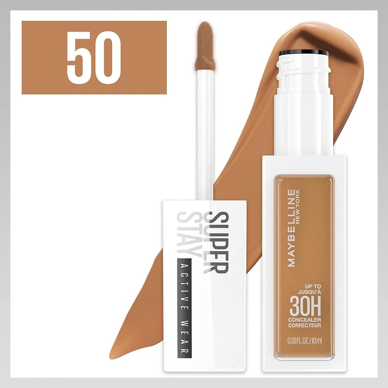 Maybelline New York Correcteur liquide longue durée, jusqu'à 30 h de tenue, teinte 01, 10 ml Super Stay Concealer offre une tenue jusqu'à 30 heures.