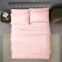Ensemble de draps de luxe Swift Home 6 pièces avec taie d'oreiller additionnelle, Queen, Rose