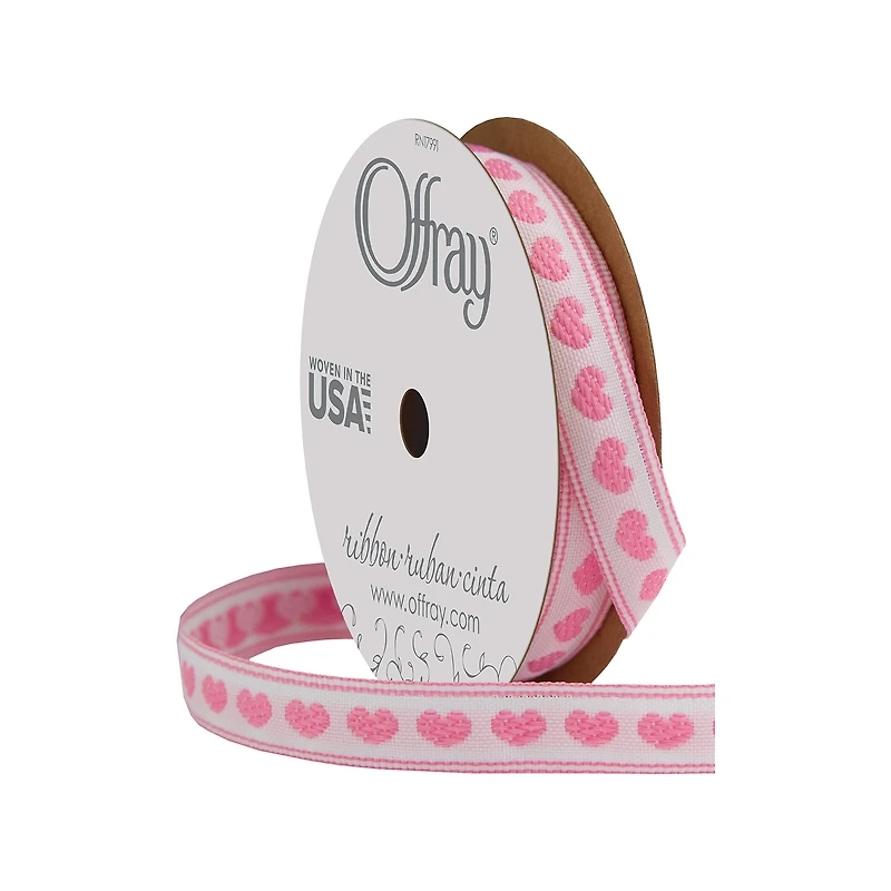 Offray 23mm Hearts Ribbon, Hearts