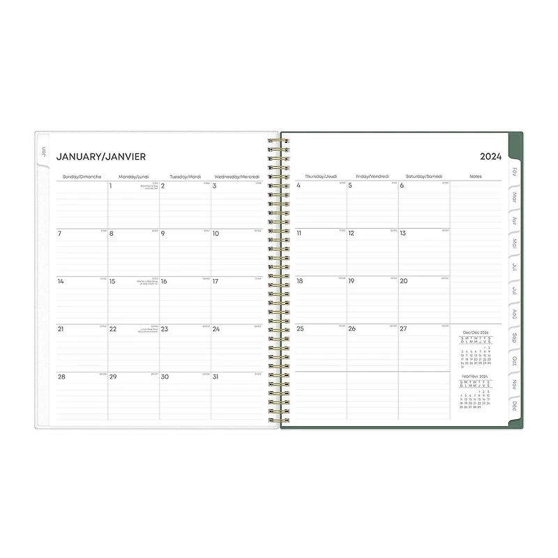 Agenda hebdomadaire/mensuel 2024, 8,5 po x 11 po, Blue Sky, Monroe Light