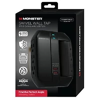 Monster Swivel Wall Tap with 6 Outlets and 2 USB Ports - English/French