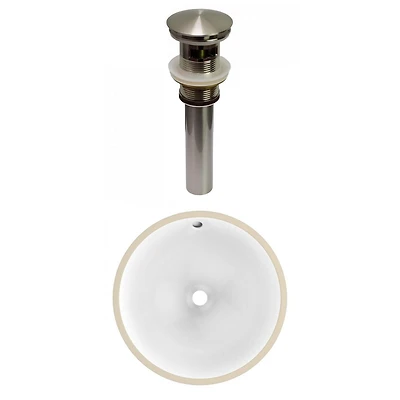 American Imaginations 17-in. W CUPC Round Bathroom Undermount Sink Set In White - Brushed Nickel Hardware - Overflow Drain Incl. AI-31827
