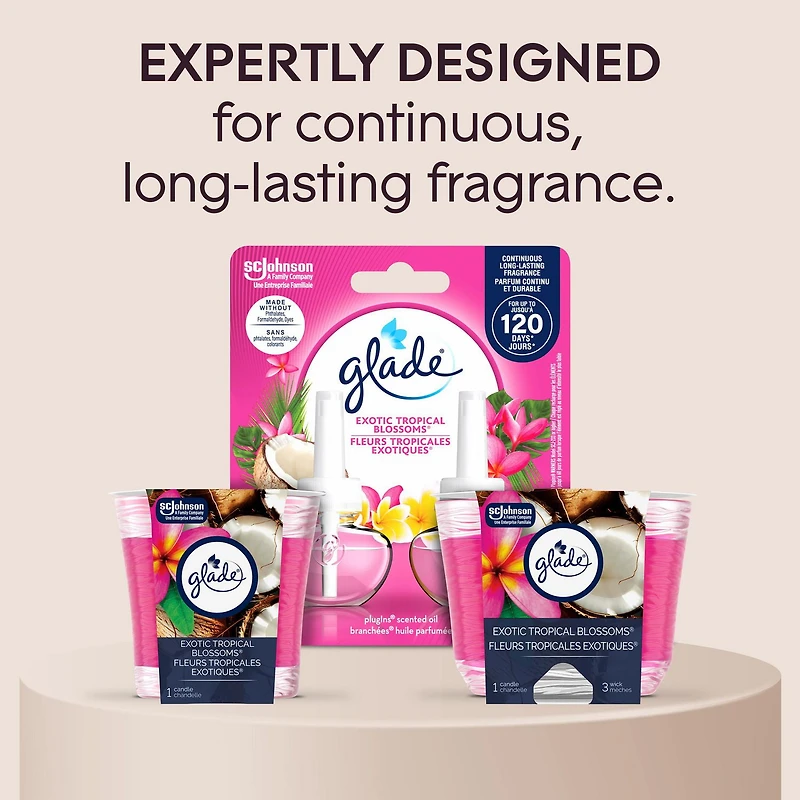 Glade® Scented Candle Air Freshener, Exotic Tropical Blossoms, 3-Wick Candle