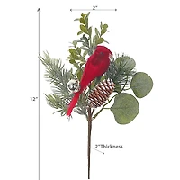 Christmas Cardinal And Pinecone Pick - Set of 3