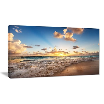 Tableau sur toile imprimée Design Art Paysage Bord de mer Lever du soleil à la plage des Caraïbes