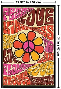 Peace, Love, and Kindness Wall Poster, 22.375" x 34"