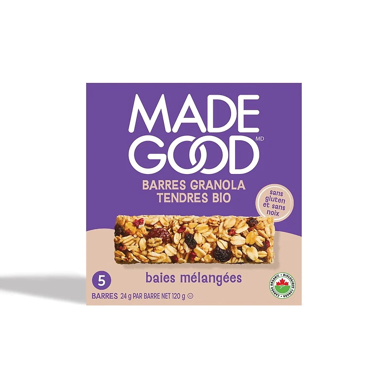 MadeGood Mixed Berry Granola Bars 5pk, 5 x 24 g
