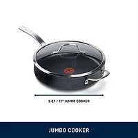 T-fal Stone Shield 5 Qt / 11.8" Jumbo Cooker with DefenseShield™ Technology, 6-Multilayer construction, robust stone texture, dishwasher and oven-safe