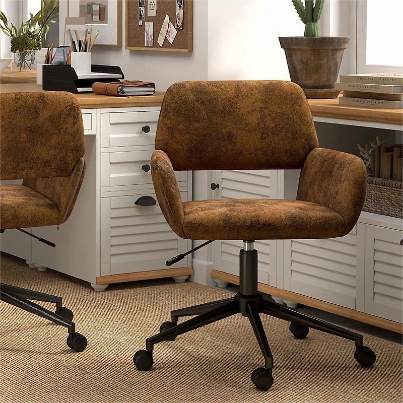 Chaise de bureau réglable Homy Casa, pivotante avec dossier ergonomique, brun