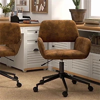Chaise de bureau réglable Homy Casa, pivotante avec dossier ergonomique, brun
