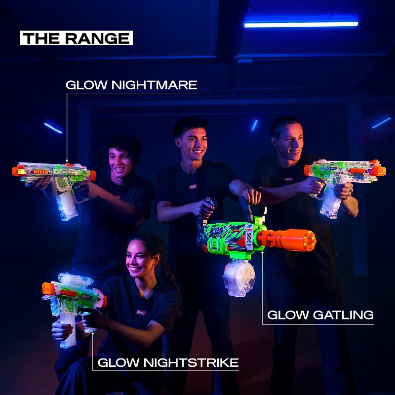 XSHOT Hyper Gel Glow Gatling Blaster motorisé avec 10 000 billes de gel de ZURU, Gel Blaster jouet d'extérieur motorisé pour garçons et filles, adolescents et adultes âgés de 14 ans et plus