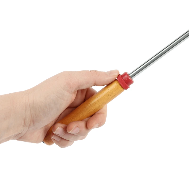 Fourche télescopique Coghlan – acier inoxydable 12,5–34 pouces extensible avec poignée en bois et rouleau