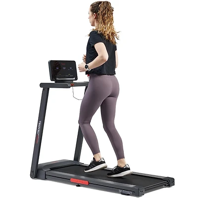 Sunny Health & Fitness Interactive Slim Folding Treadmill with Advanced Brushless Technology, Enhanced Stabilization, Exclusive SunnyFit App Bluetooth Connectivity