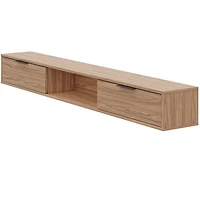Meuble TV mural Nexera Slim 72 po avec 2 armoires, noyer clair
