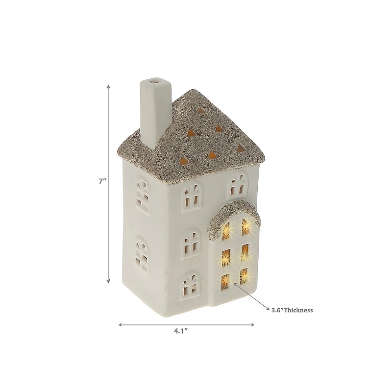 Led Ceramic Glittered House