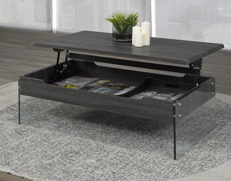 Table basse à plateau relevable Kyle, gris