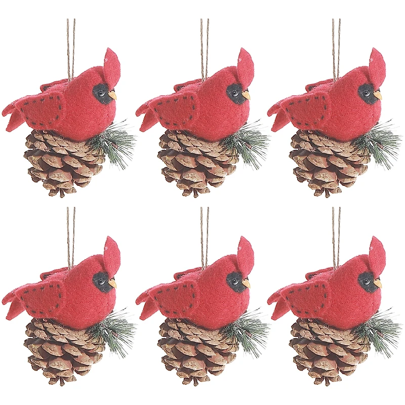 Ornement À Suspendre En Laine (Cardinal) - Lot De 6