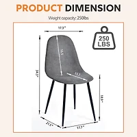 Lot de 4 chaises d'appoint modernes Homy Casa avec pieds en métal pour salle de conférence ou bureau, tissu gris
