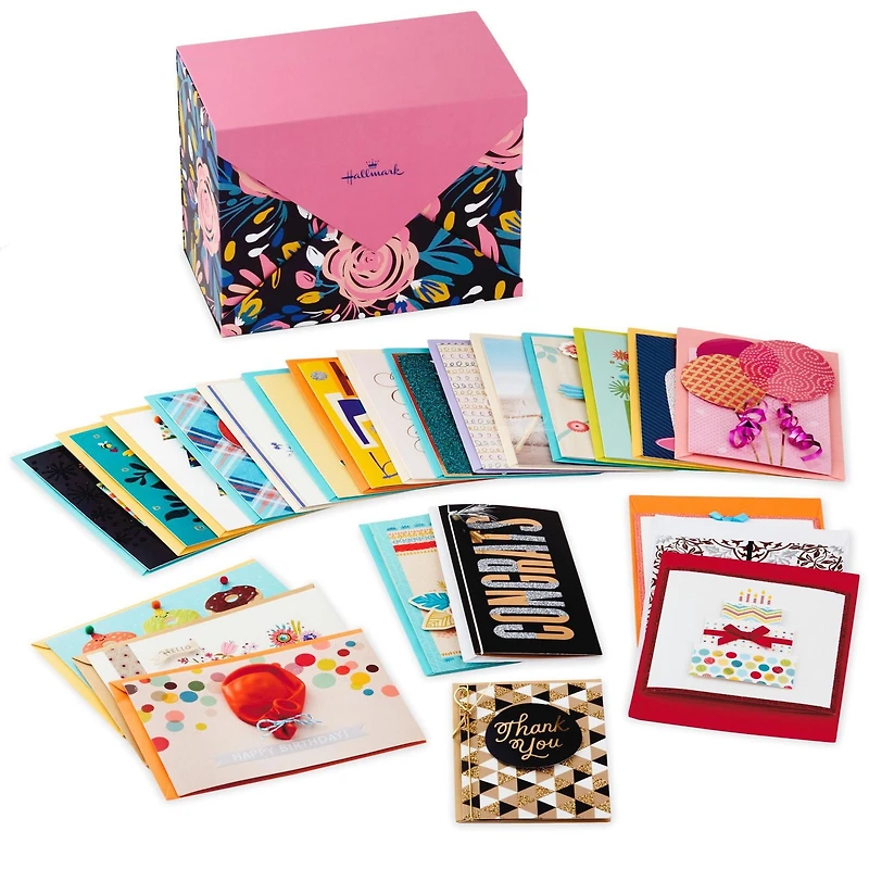 Boîte de 24 cartes variées fabriquées à la main, Hallmark, motifs floraux modernes – Cartes de fête, cartes pour les fêtes prénatales, cartes de mariage, cartes de condoléances, cartes « Je pense à to