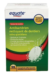 Equate Antibactérien nettoyant de dentiers soins quotidiens Saveur de menthe