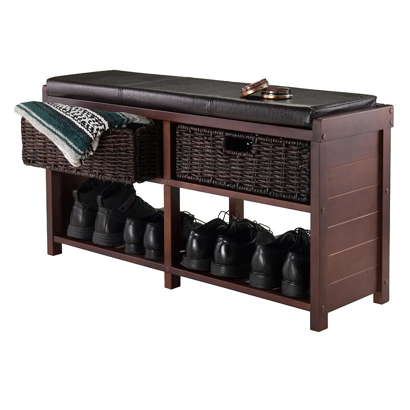 Banc avec siège de coussin et paniers Colin de Winsome - 40438