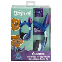 Disney Lilo & Stitch Bluetooth Wireless Headphones, Disney Lilo & Stitch Bluetooth Over-Ear Headphones, Wireless Foldable Headset with Built-in Microphone